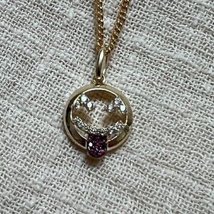 14k Solid Gold winked emoji Pendant perfect gift necklace